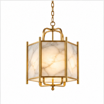 Modern Alabaster Lantern Pendant Light