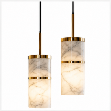 Modern Alabaster Cylinder Pendant Light