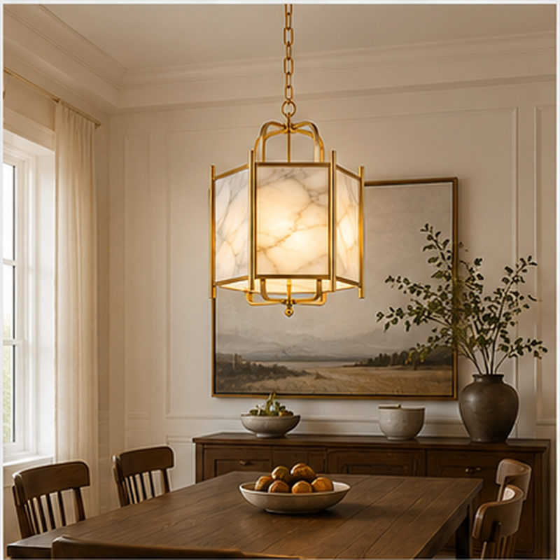 Modern Alabaster Lantern Pendant Light
