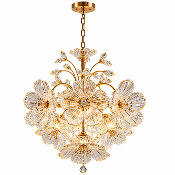 Modern Gold Crystal Flower Chandelier Pendant Light